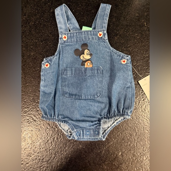 Disney Baby Mickey Mouse Denim Romper | Size 3-6 Months | NWT - Picture 2 of 9